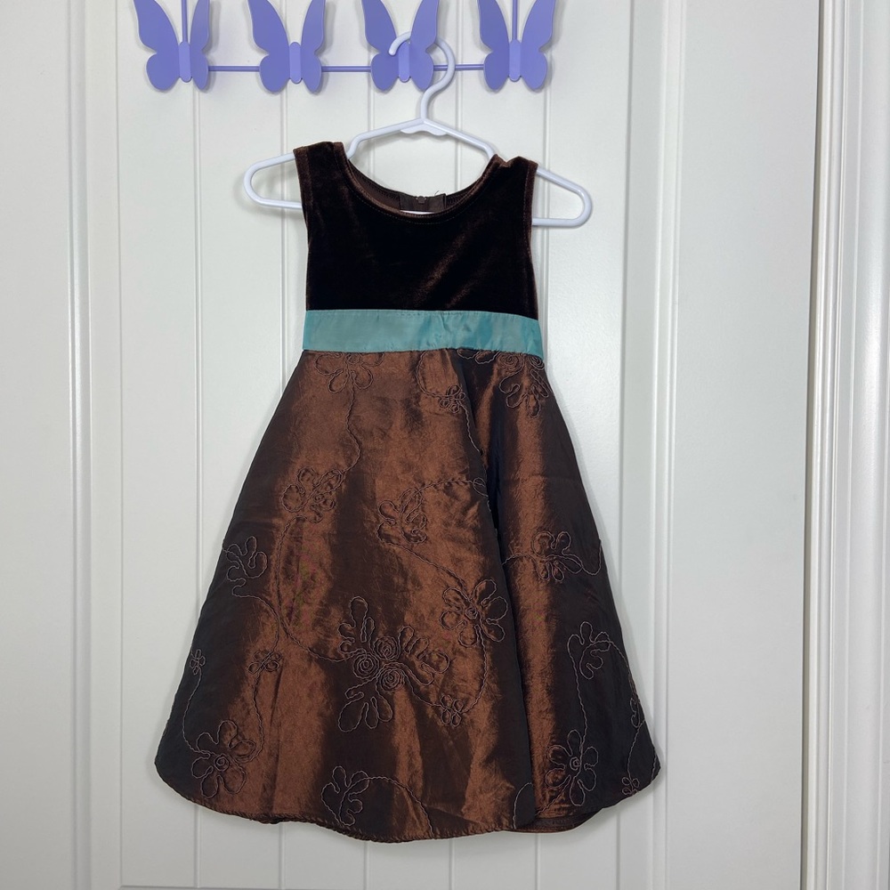 NWOT Vintage Good Lad of Philadelphia toddler girl’s brown velour belted dress
